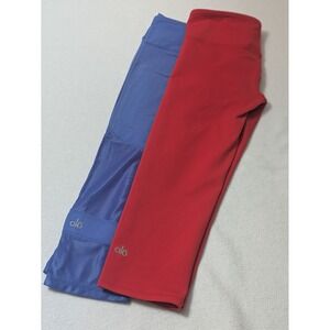 Alo Yoga Red‎ Blue Capri Leggings Size Small 2 Pairs Lot Of 2